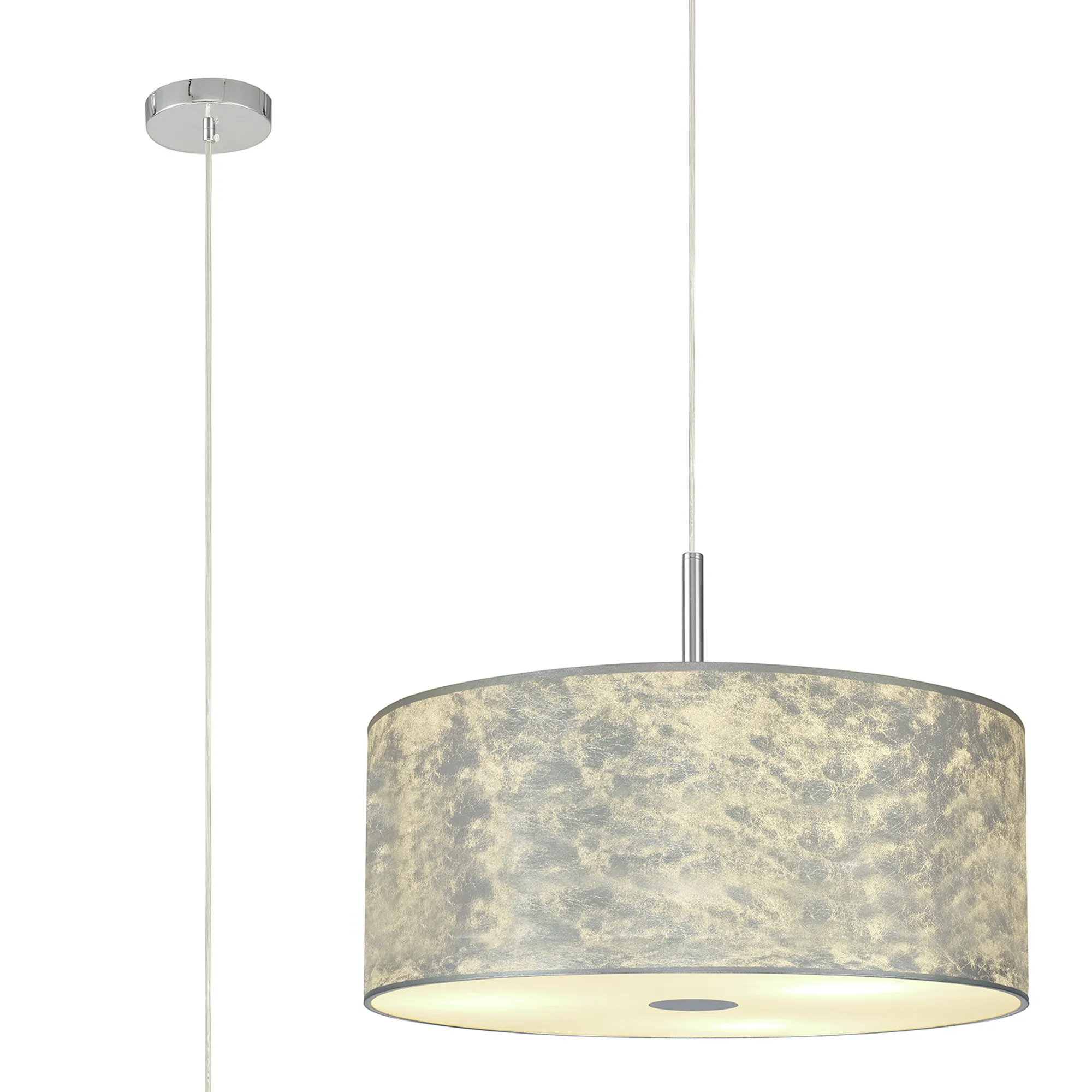 Baymont 60cm 5 Light Pendant Polished Chrome; Silver Leaf; Frosted Diffuser